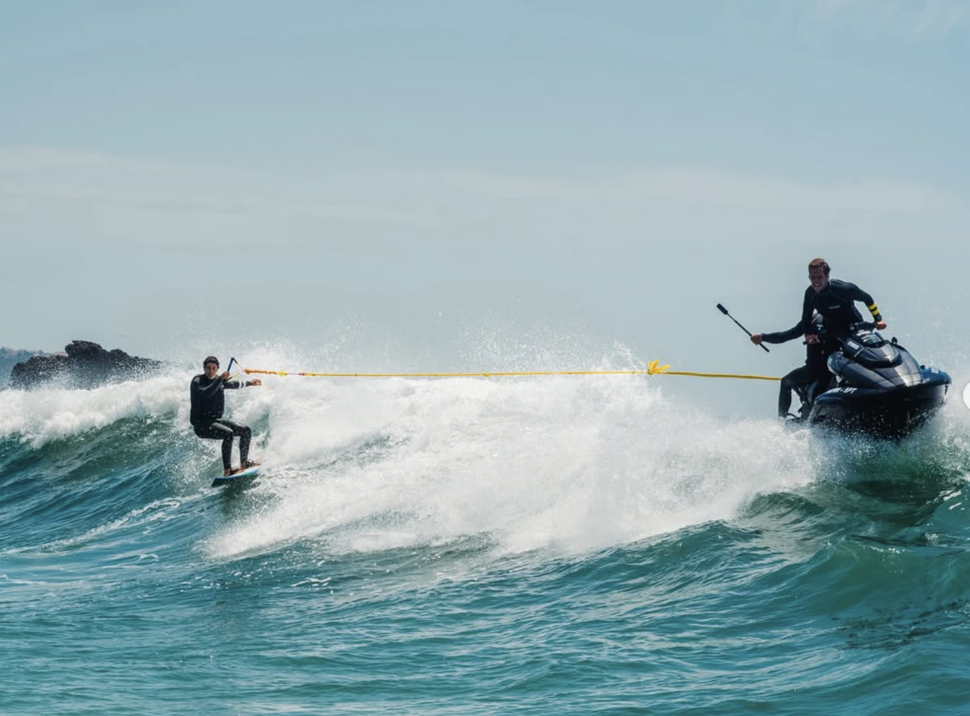 Filming during a big-wave session in Nazaré